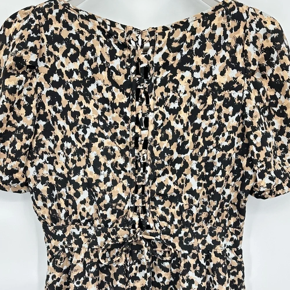 BCBGeneration Animal Print Size 8 Lace Up Back Mini Dress - Picture 5 of 16